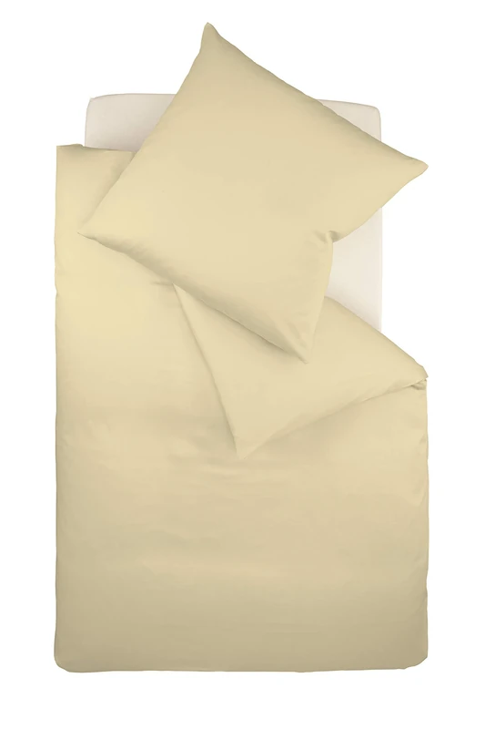 Fleuresse Colours Uni Maco Satin Bed Linen, Satin, sand, 200 x 220