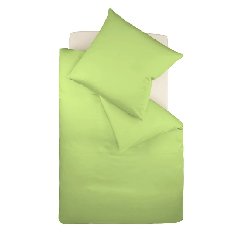 fleuresse Colours Uni Maco Satin Bed Linen, apple green, 200 x 200