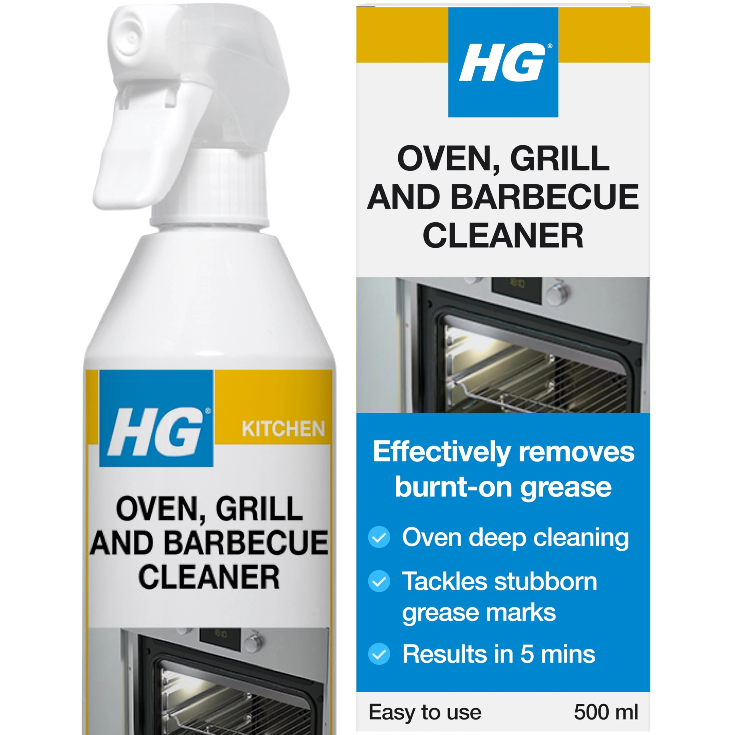 HG Oven, Grill & BBQ Cleaner Spray, Removes Baked-On Food & Grease – 500ml