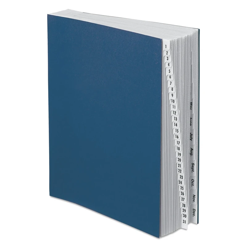Pendaflex DDF5OX Expanding Desk File, 1-31/Jan-Dec, Letter, Acrylic-Coated Pressboard, Dark Blue