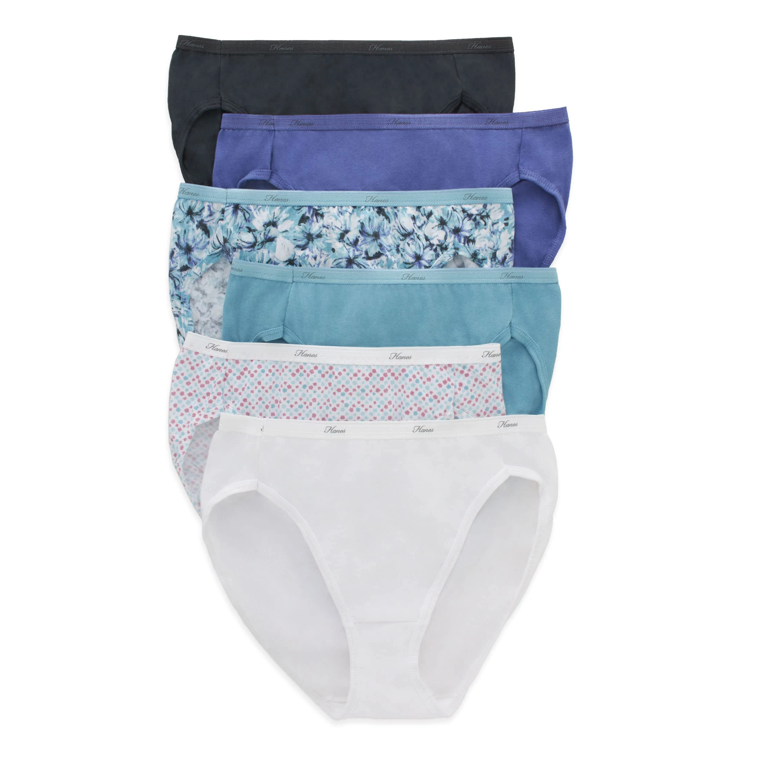 Hanes Women's Ultra Soft Cotton Bikini Panties, Multi-Packs Available, Assorted 6-pack, Large