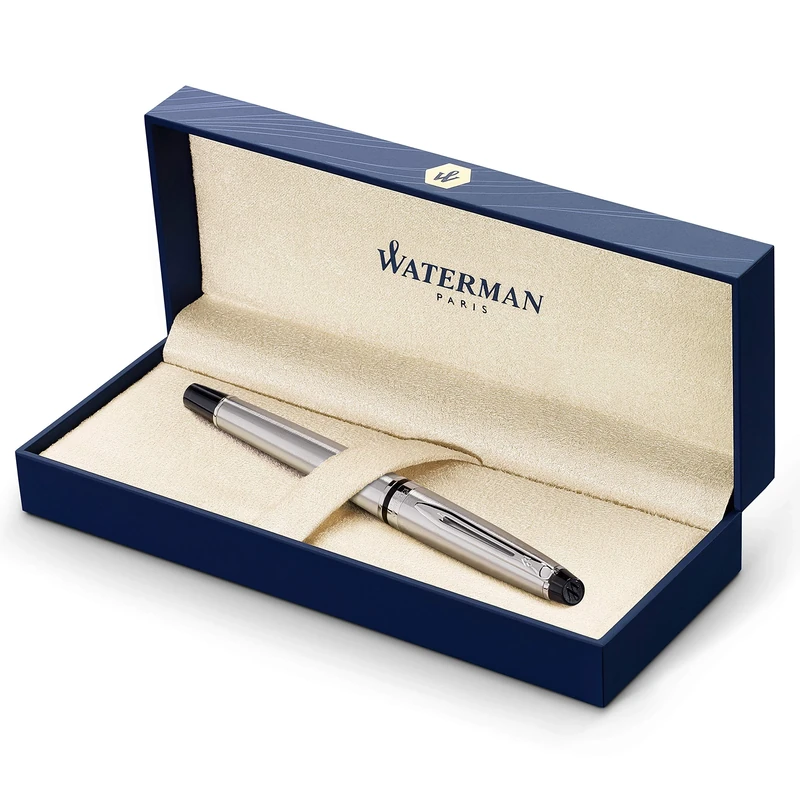 Waterman Expert Fountain Pen | Stainless Steel with Chrome Trim | Medium Nib | Gift Box
