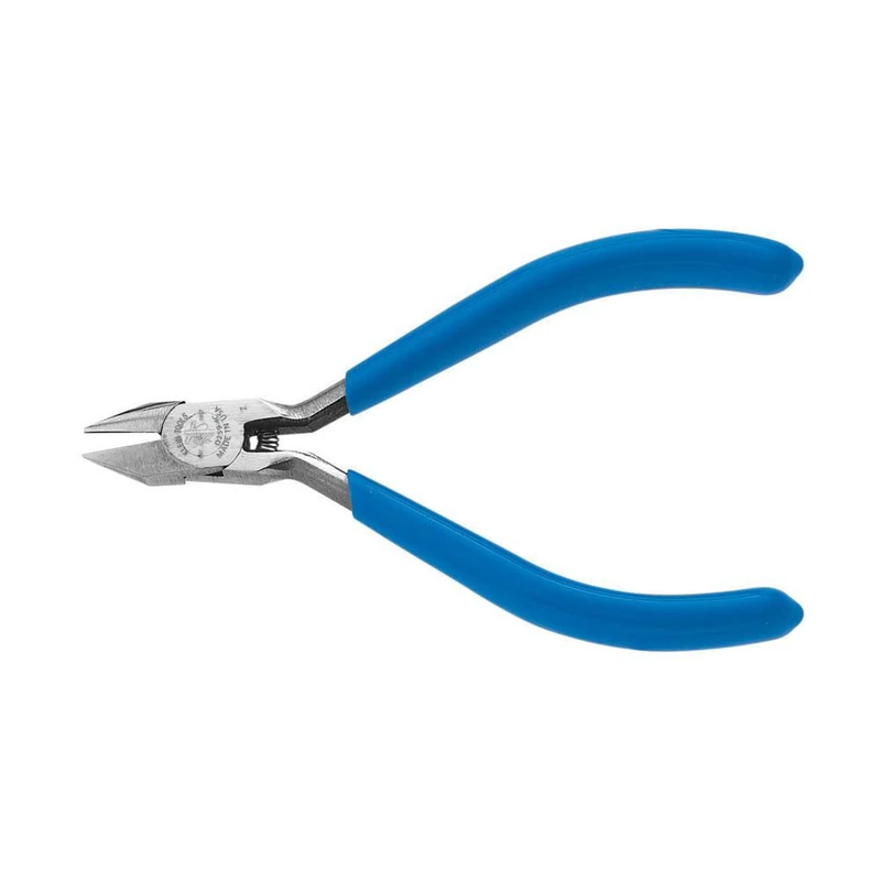 Klein Tools D259-4C Pliers, Diagonal Cutting Midget Electronics Pliers with Pointed Narrow Jaw, and Hot-Riveted Joint, 4-Inch