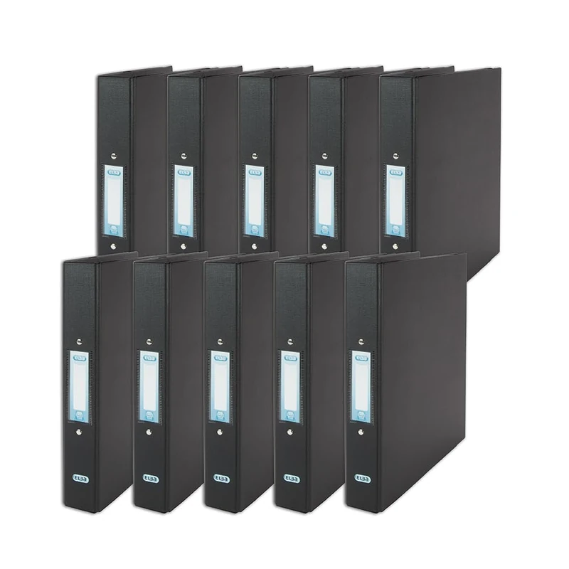 Elba A4 Ring Binder Pack of 10, Plastic on Board 35mm, Black