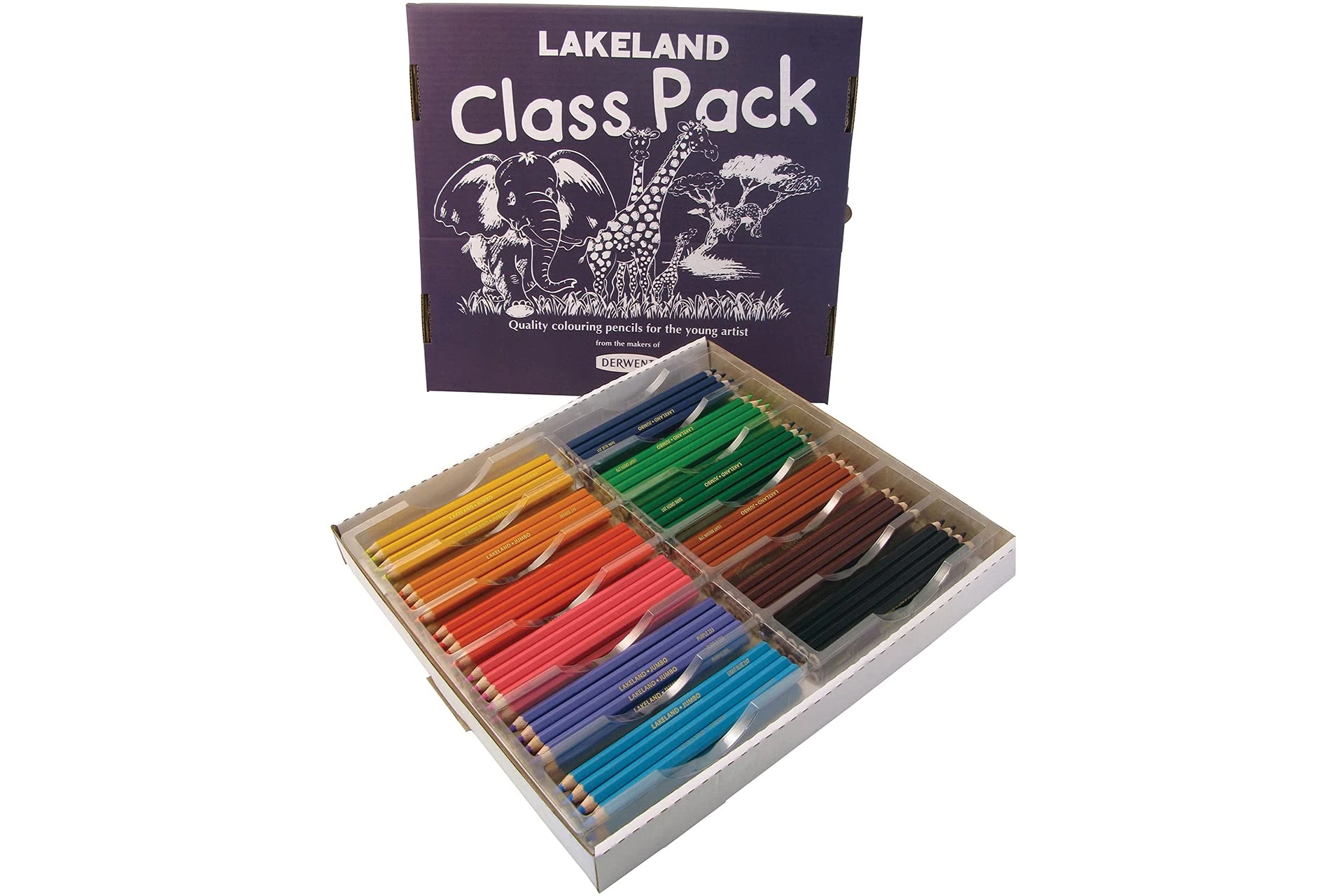 Lakeland Jumbo Colouring Pencils, Pack of 144 for Classroom Use, 12 Basic Colours, Class Pack, 33328