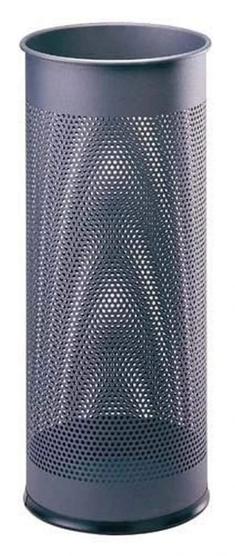 Durable 28.5 Litre Metal Round Umbrella Stand - Charcoal Colour - Perfect for Reception Areas - With Perforated Air Flow Holes to Help Drying