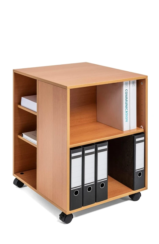 Durable Multi-Functional Trolley, Made of Strong Melamine, Beech Colour, Ideal for Storing Documents, Folders, Etc. In an Office Environment