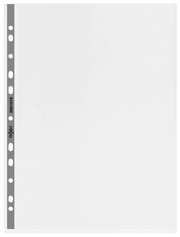 Rexel Nyrex Premium A4 Punched Pocket with Grey Spine, Clear, Pack of 50, 2001018, 90 Micron