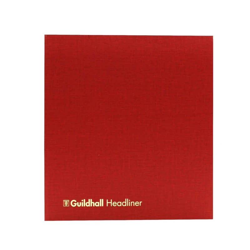 Exacompta - Ref 48/3-15Z - Guildhall - Headliner Case bound Hardback Account Book, 298 x 273mm, 3 Debit and 15 Credit Column, 80 Pages, Burgundy Vinyl Cover, Traditionally Sewn