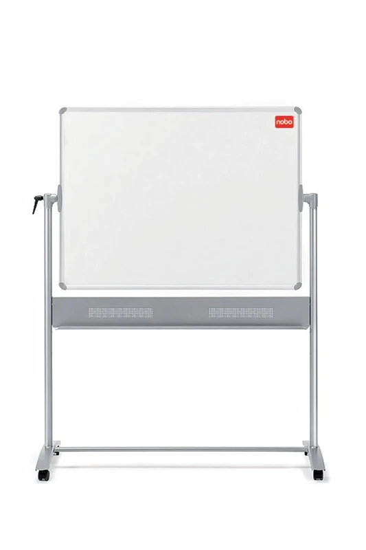 Nobo Mobile Magnetic Dry Wipe Whiteboard / Grey Felt Noticeboard, Horizontal Pivot (Flips Top to Bottom), 1200 x 900 mm, White, 1901043
