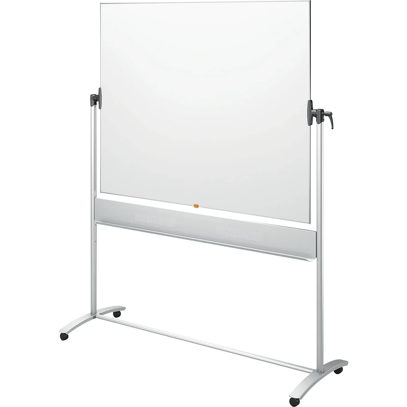 Nobo Steel Mobile Dry Wipe Magnetic Whiteboard With Horizontal Pivot (Flips Top To Bottom), Free Standing Mobile Whiteboard On Castor Wheels, With Pen Tray Holder & Marker, White, 1901029 - Image 1
