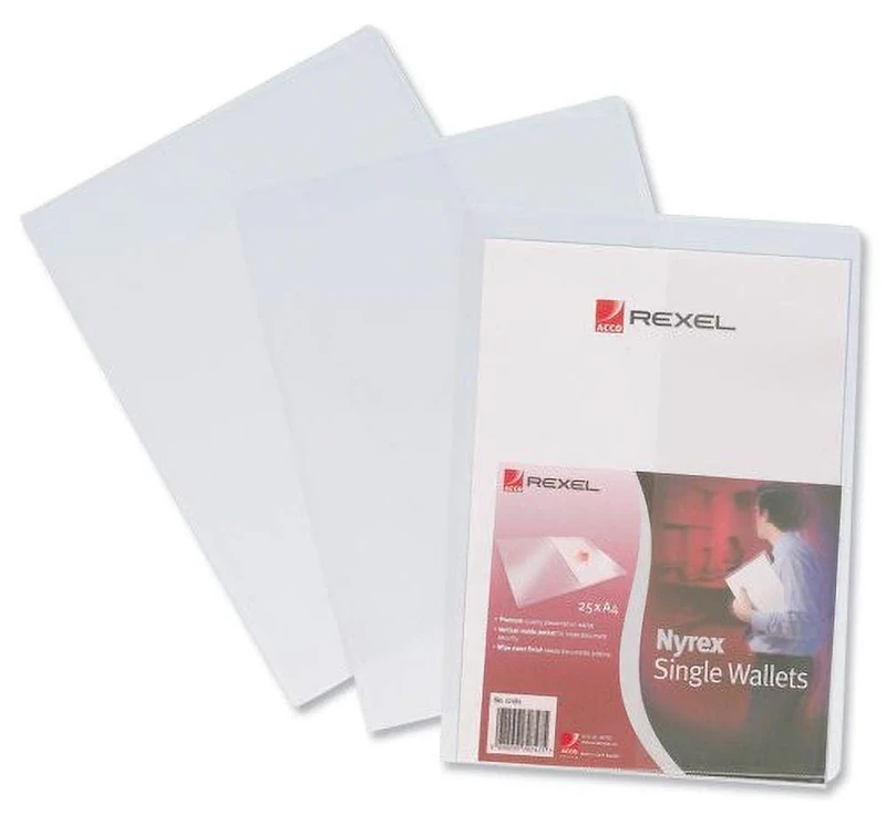 Rexel Nyrex Single Wallet with Vertical Inside Pocket A4 Clear Ref 12181 [Pack of 25]