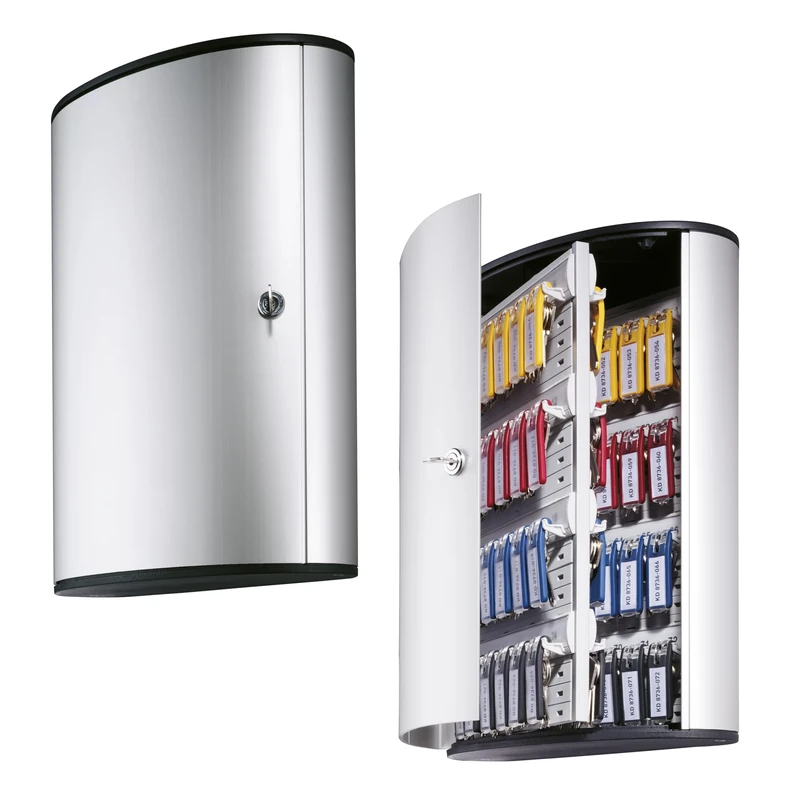 Durable Key Safe Box 72 - Wall Mounted Turn Lock Key Holder Cabinet for up to 72 Key Clip Keys - Aluminium Keysafe including 6 Key Clip Tags