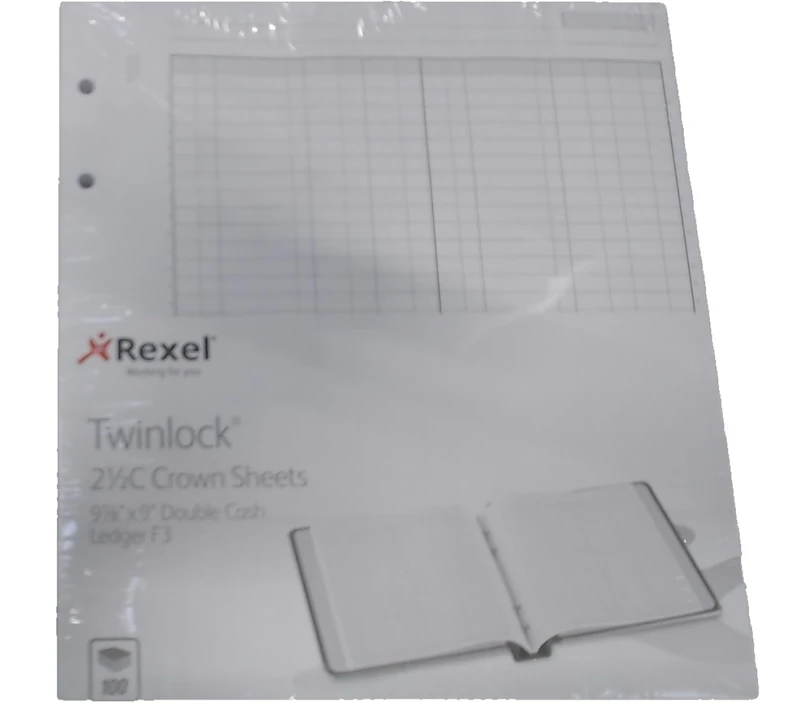 Rexel Twinlock Crown 2 ½ C Refill Sheets Double Cash Ledger (Pack of 100 Sheets)