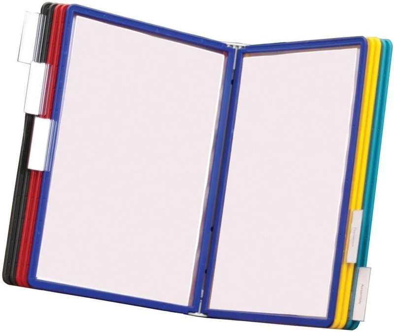 Durable VARIO Display Panel Wall Unit | 10 Panels and Tabs in Assorted Colours | Ideal for Storing and Display ing A4 Documents