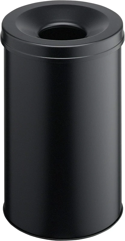 Durable Self-Extinguishing Metal Waste Bin Black 30 Litre Capacity | Stylish and Modern Finish | for Complete Safety In The Office, Warehouse, School, etc.