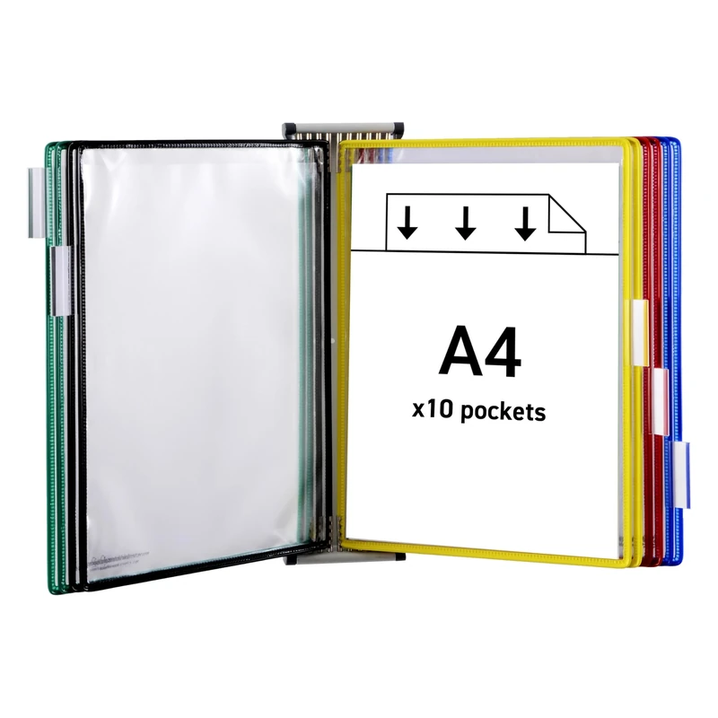 Tarifold Technic Wall Display Unit with 5 Clip-on Index Tabs and 10 Pockets A4 Assorted A4 Ref 414109