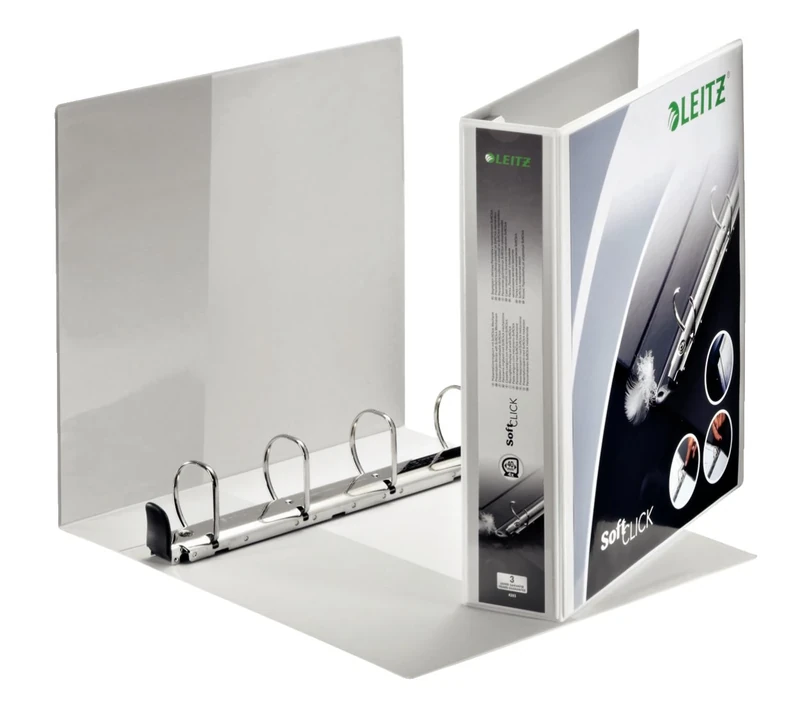 Leitz Softclick Presentation Ring Binder PVC 4 D-Ring 40mm Capacity A4 White Ref 42030001 [Pack of 4]