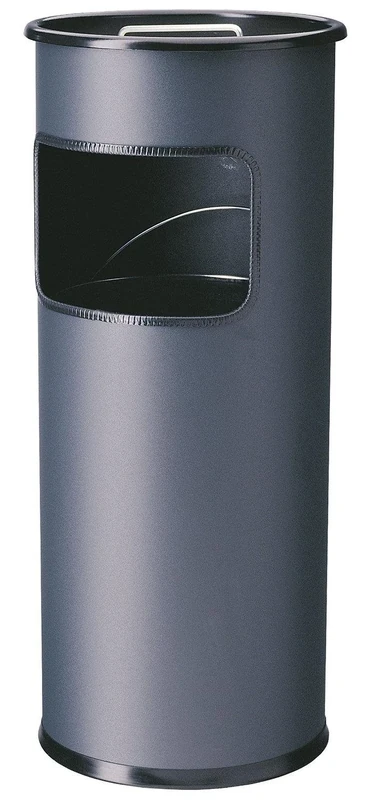 Durable Bin Round – 17 Litres with Sandpit Ashtray Height 62 cm Painted Metal Color anthracite