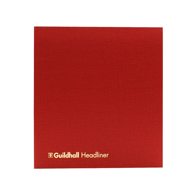 Exacompta - Ref 48/4-12Z - Guildhall - Headliner Case bound Hardback Account Book, 298 x 273mm, 4 Debit and 12 Credit Column, 80 Pages, Burgundy Vinyl Cover, Traditionally Sewn - Image 1