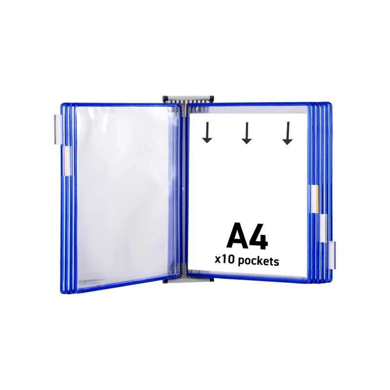 Tarifold 52771 Technic Wall Display Unit with 5 Clip-on Index Tabs and 10 Pockets A4 Blue Ref 414101