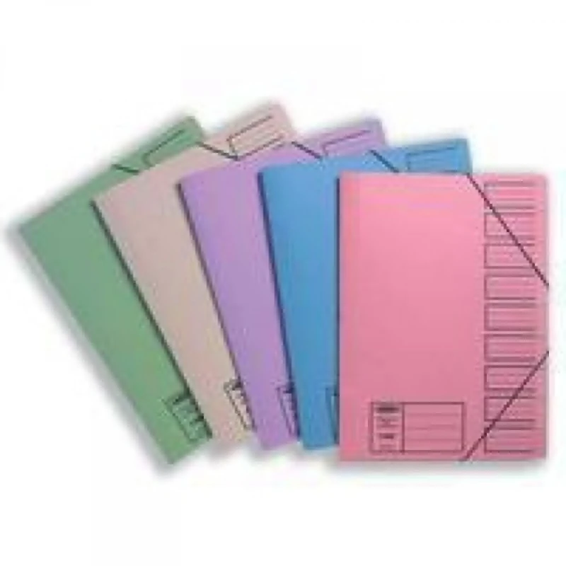 Concord Compartment File Indexing Elasticated 450gsm 9-Part Foolscap Assorted Ref 19099 [Pack of 10] - Image 1