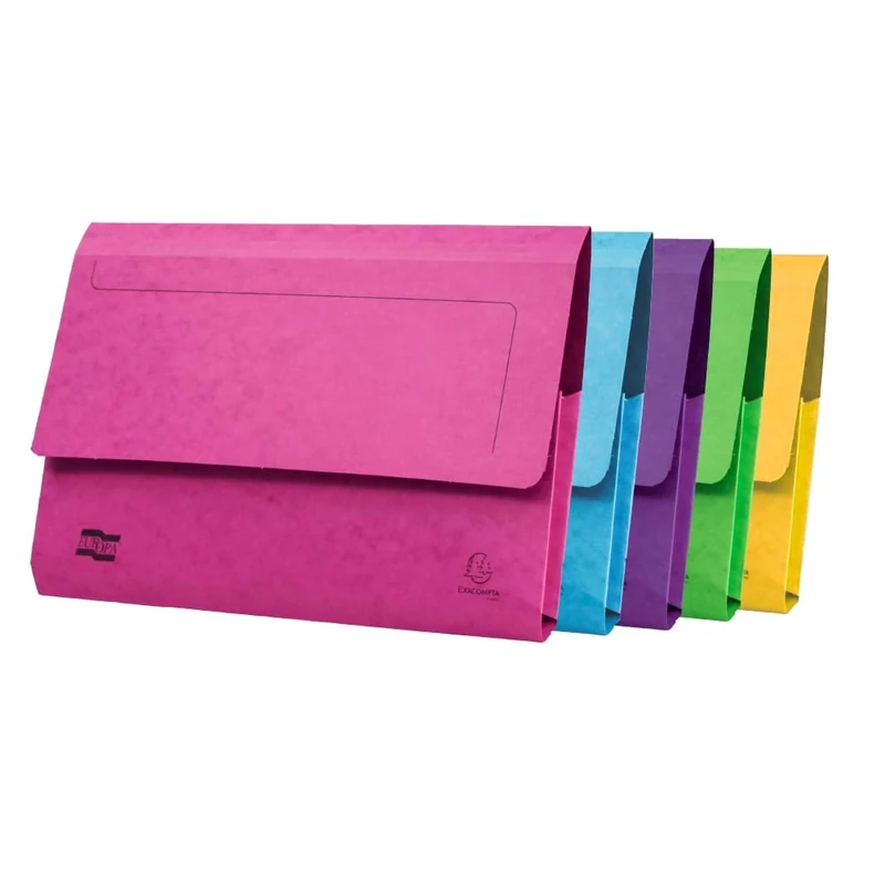 Exacompta Europa Document Wallets, 265 gsm, Foolscap - Assorted Colours, Pack of 25