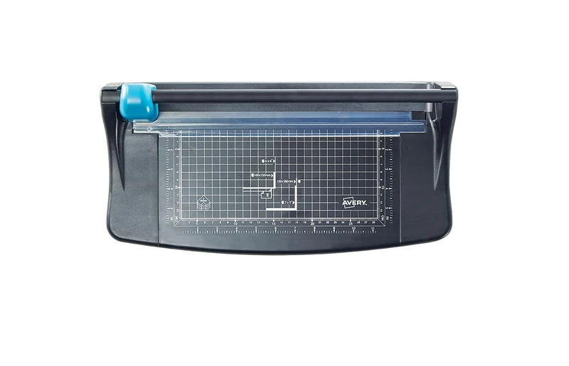 Avery Lightweight A4 Paper Trimmer, Photo and Paper Cutter, 5-Sheet Capacity, Self-Sharpening Blade, Black & Teal (TR002) - Image 1