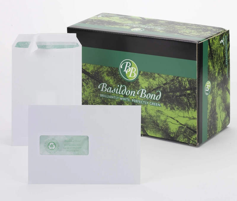 Basildon Bond C5 Recycled White 120gsm Window Peel & Seal Pocket, Box 500 Envelopes,J80119