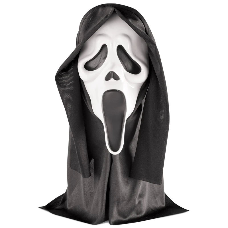 Scream 4 Ghost Face Mask With Shroud - Adult Accessory, Black Halloween Halloween