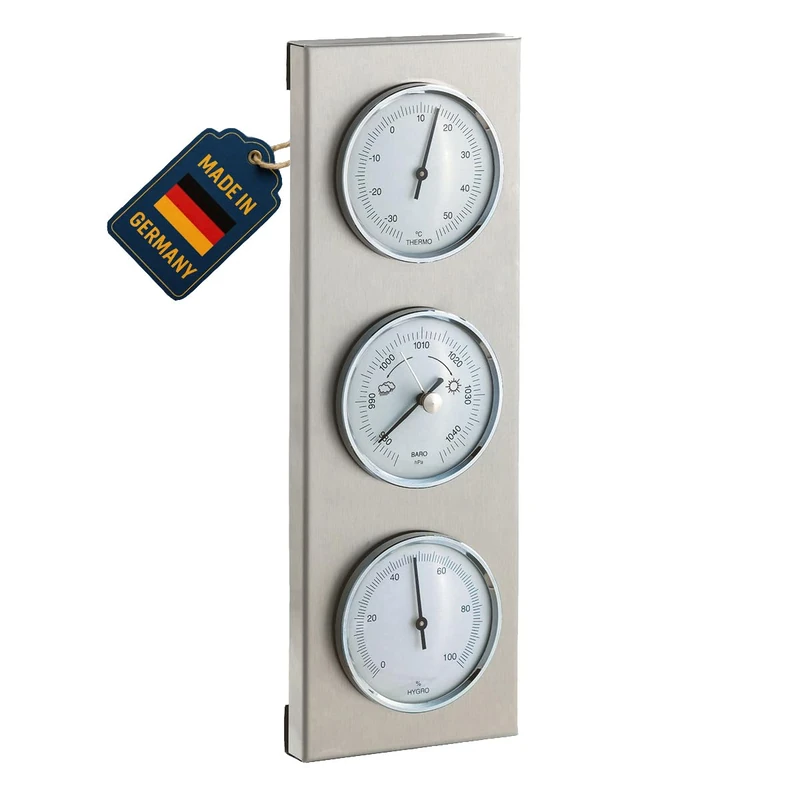 TFA 20.2034.02 White Scale 3 Dial Outdoor Analogue Barometer Weather Station