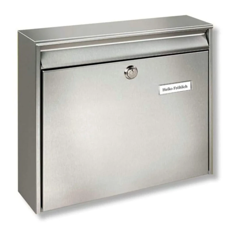 BURG-WÄCHTER, Stainless Steel Mailbox with Stop Opening, Slot Size A4, Stainless Steel, Borkum 3877 Ni