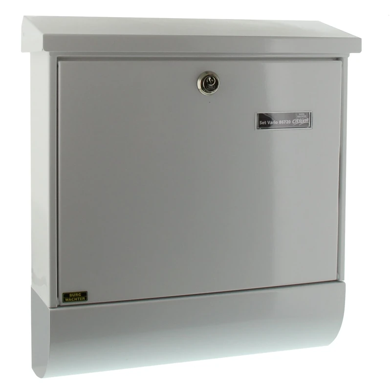 Burg-Wächter Vario 86720 W Steel Letterbox Set with A4 Newspaper Box, Drop-in Format, Galvanised Steel, White