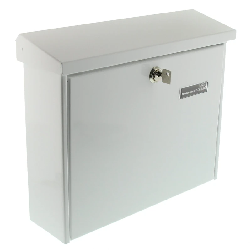 BURG-WÄCHTER, Mailbox with Stop Opening, Slot Size A4, Galvanised Steel, Amsterdam 867 W, White