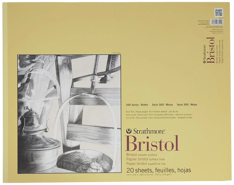 Strathmore Bristol Smooth Paper Pad 19 x 24-inch, 20 Sheets, Ribbon Bound, 19"x24"