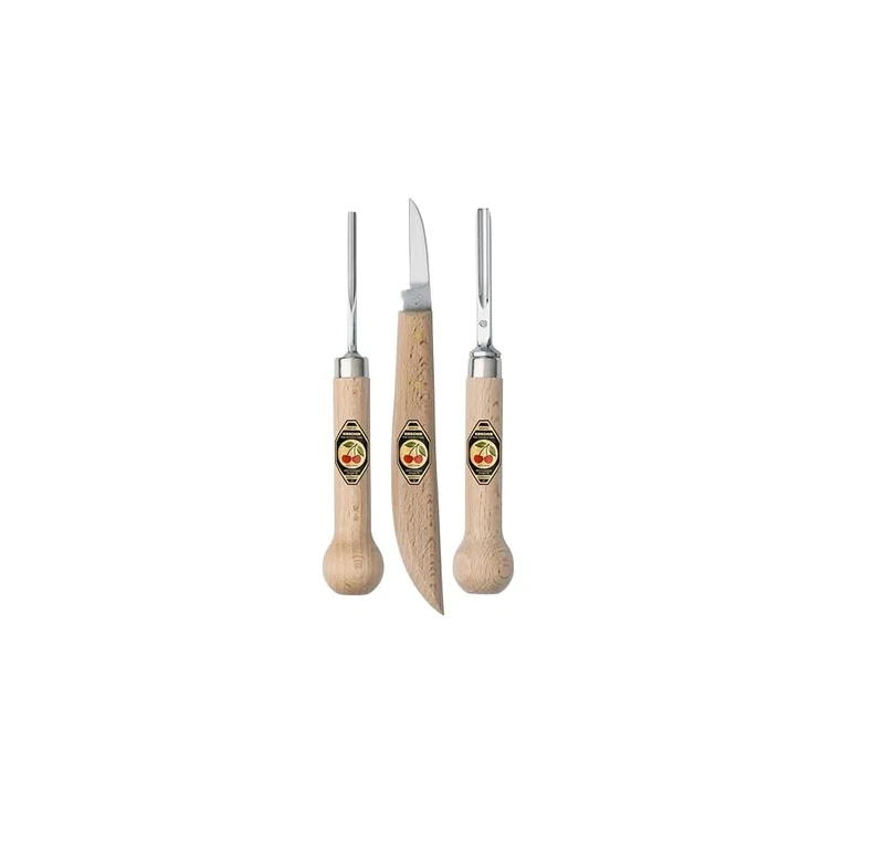 Kirschen 3450000 "Linol" Cutting Tools, Beige/Silver, Set of 3