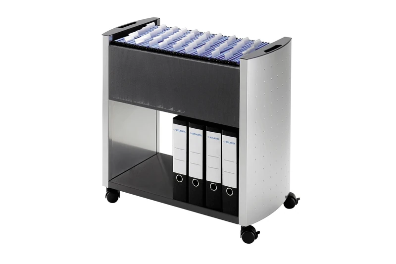 Durable Suspension File Trolley DESIGN LINE A4 | Holds Up To 80 A4 Suspension Files | Metallic Silver/Charcoal Colour | Easy to Assemble