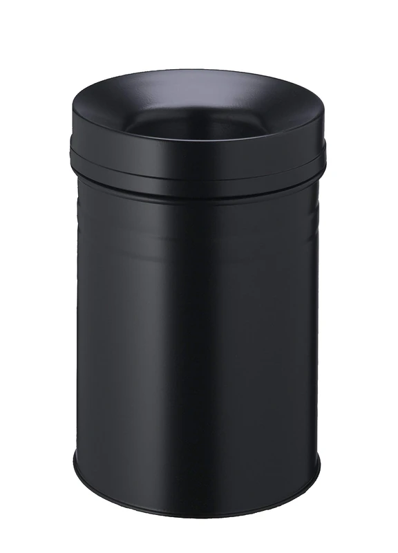 Durable 15 Litre Waste Basket with Extinguishing Lid - Black