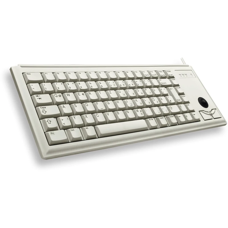 CHERRY G84-4400, Compact Keyboard with Trackball, EU-Layout (QWERTY), Wired (PS/2-Connection), 2 Mouse Keys, Mechanical CHERRY ML Switches, Grey