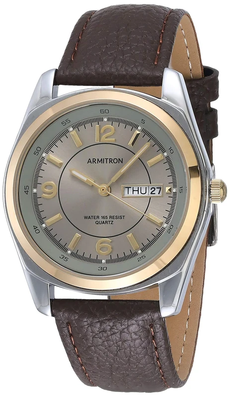 Armitron Men's Day/Date Easy to Read Leather Strap Watch, 20/1925