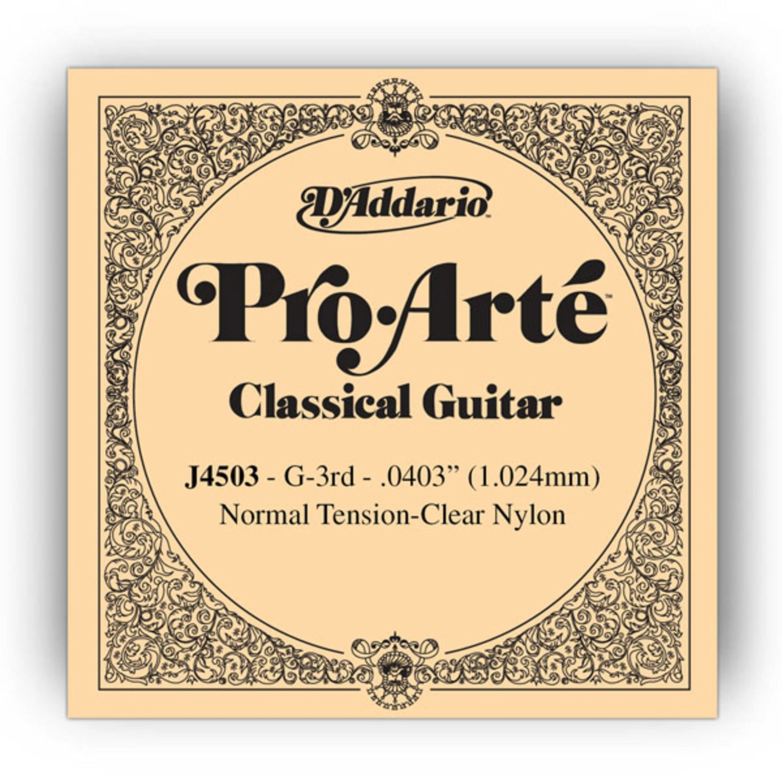 D'Addario J4503 Pro-Arte Nylon Normal Tension Single Third String for Classical Guitar