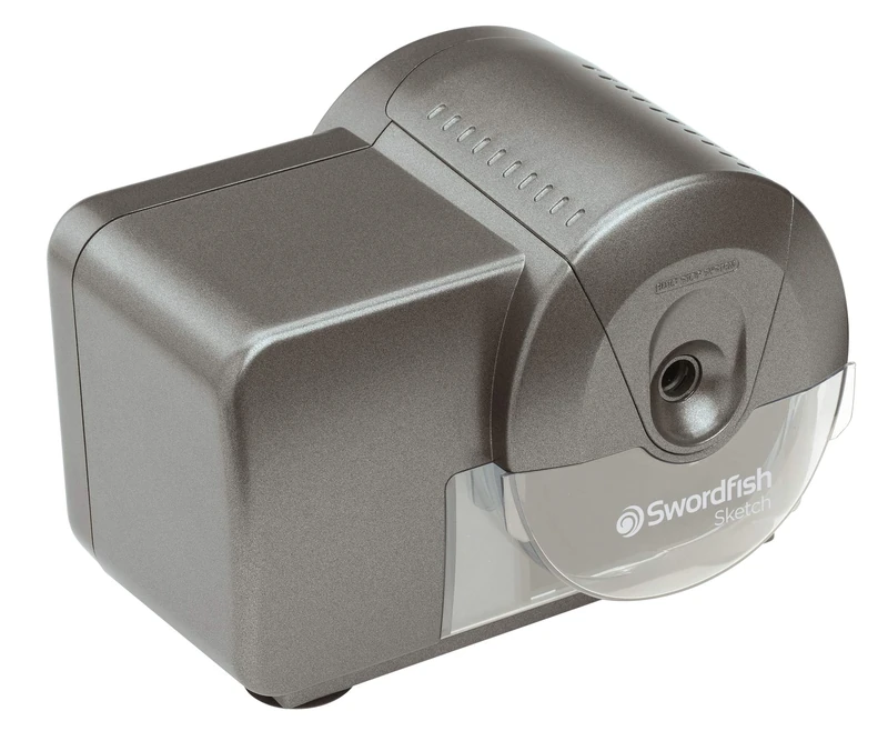 Swordfish ‘Sketch’ Electric Pencil Sharpener with Replaceable Helical Blade and Auto Stop Function [40050], grey, 8 mm
