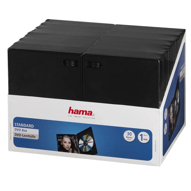 Hama Slim CD Jewel Case | Pack of 30 | Transparent & Black - Image 1