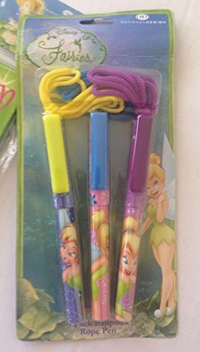 Disney Fairies Tinkerbell 3 Pack Ballpoint Rope Pens