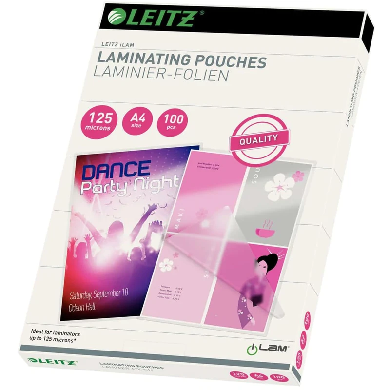 Leitz A4 33808 Glossy Laminating Pouches - Clear (Pack of 100)