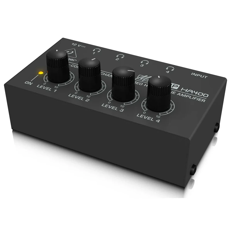 Behringer MICROAMP HA400 Ultra-Compact 4-Channel Stereo Headphone Amplifier for Studio Monitoring