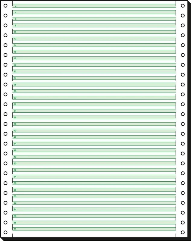 SIGEL 12247 Music Ruled Listing Paper, 12" x 240 mm, 1-part, 60 gsm, vp's, 1/6" green bar, 2000 sheets