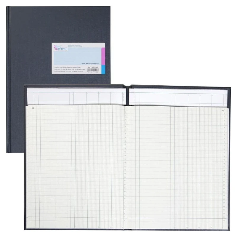 Konig & Ebhardt 8611042-7104P96KL Gridded Paper Hardcover A4 Blue 4 Columns Contains 96 Sheets