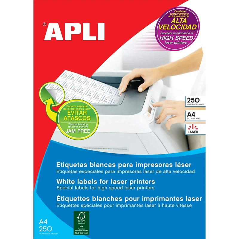 APLI Laser 002525 Pack of 250 Labels 105 x 37 mm White