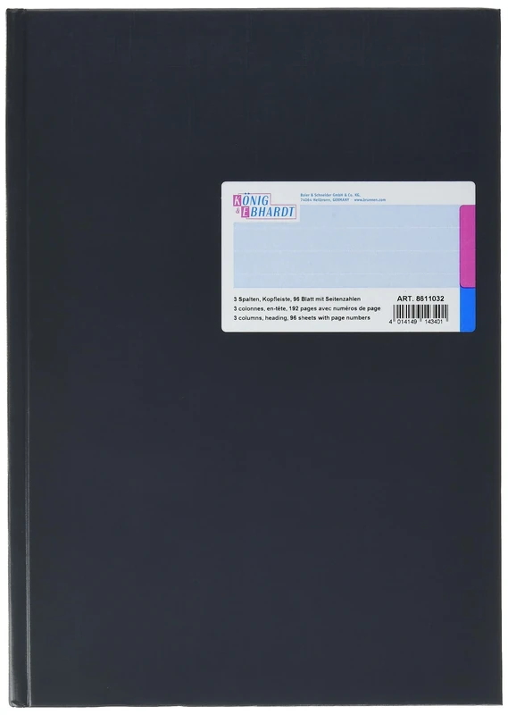 Konig & Ebhardt 8611032-7103P96KL Gridded Paper Hardcover A4 Blue 3 Columns Contains 96 Sheets